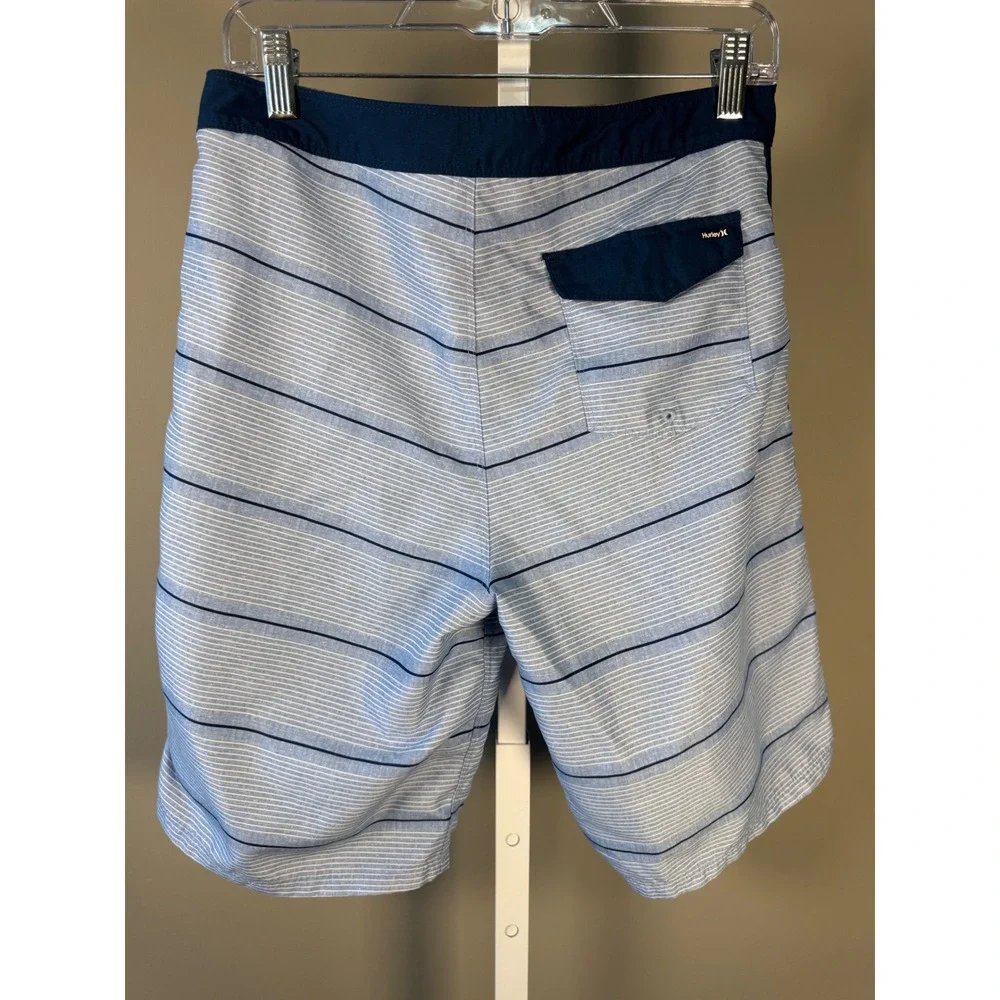 Hurley Shoreline Boys 20 Blue Stripe Board Shorts Swim Trunks Surf Beach